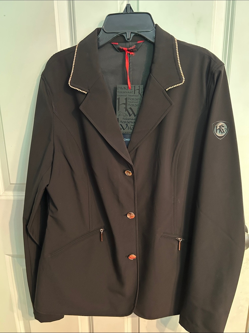 Horseware Women’s Black Show Blazer with Rose Gold Rhinestone Trim